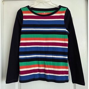 Talbots Striped Long Sleeve‎ Top Multicolor Cotton T-shirt Sz M Casual